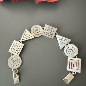 Taxco Geometric Silver Bracelet